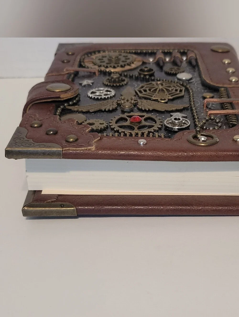 Handmade Steampunk Notebook Leather Journal with bookmark
